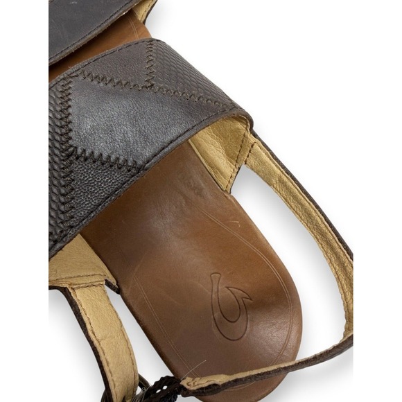 OluKai Sandals Womens 10 Brown Hi'ona Pa'i Slingback Leather Textured 20346-4834 - Picture 3 of 6